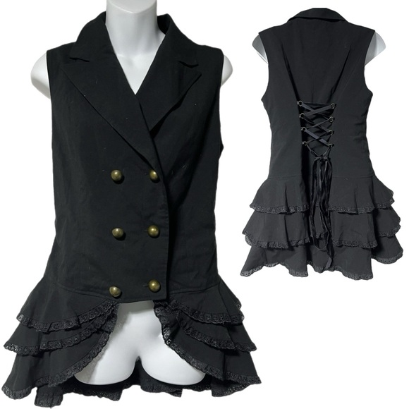 Spin Doctor Jackets & Blazers - Spin Doctor Beatrice Goth Steampunk Corset Vest Waistcoat Size Large Hell Bunny
